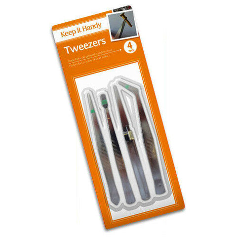 TWEEZERS 4 Pack - STAINLESS STEEL Craft Mobile Phone Repairs Facial Hair DIY UK